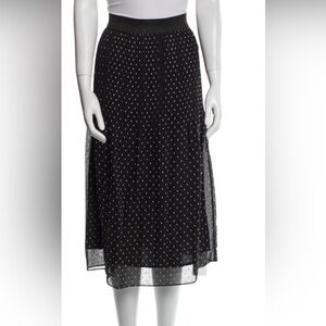 Maje Black and White Polka Dot Maxi Skirt